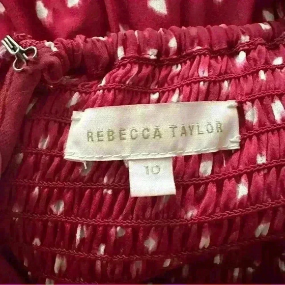 Rebecca Taylor blurry heart silk midi dress in red - Picture 9 of 13